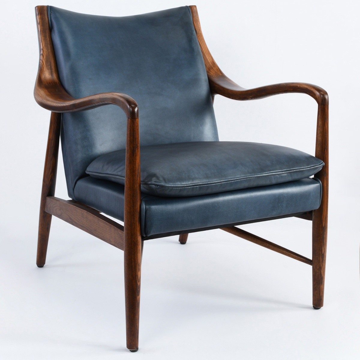 Blue leather 2024 club chair