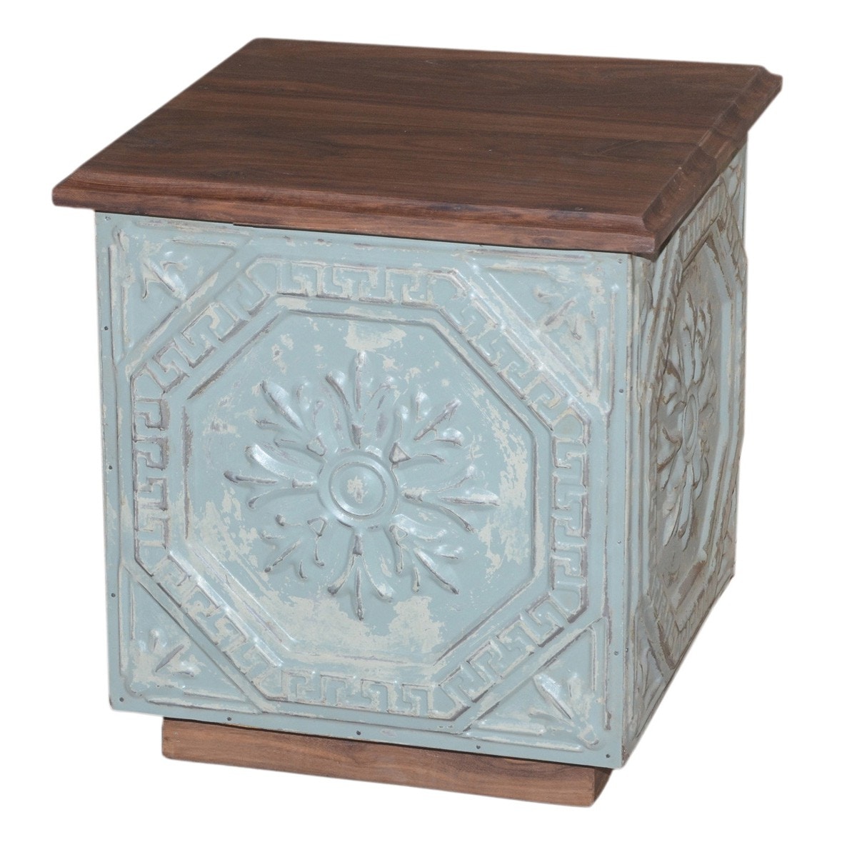 Classic Home Wd Wood Iron Side Table - Thumbnail 2