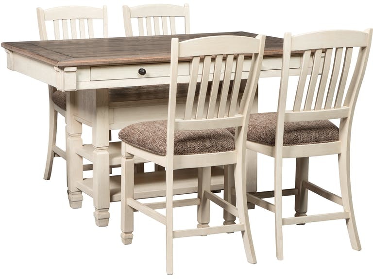 Ashley Bolanburg 5 Piece Rectangular Counter Table Dining Set   D647 32 124 