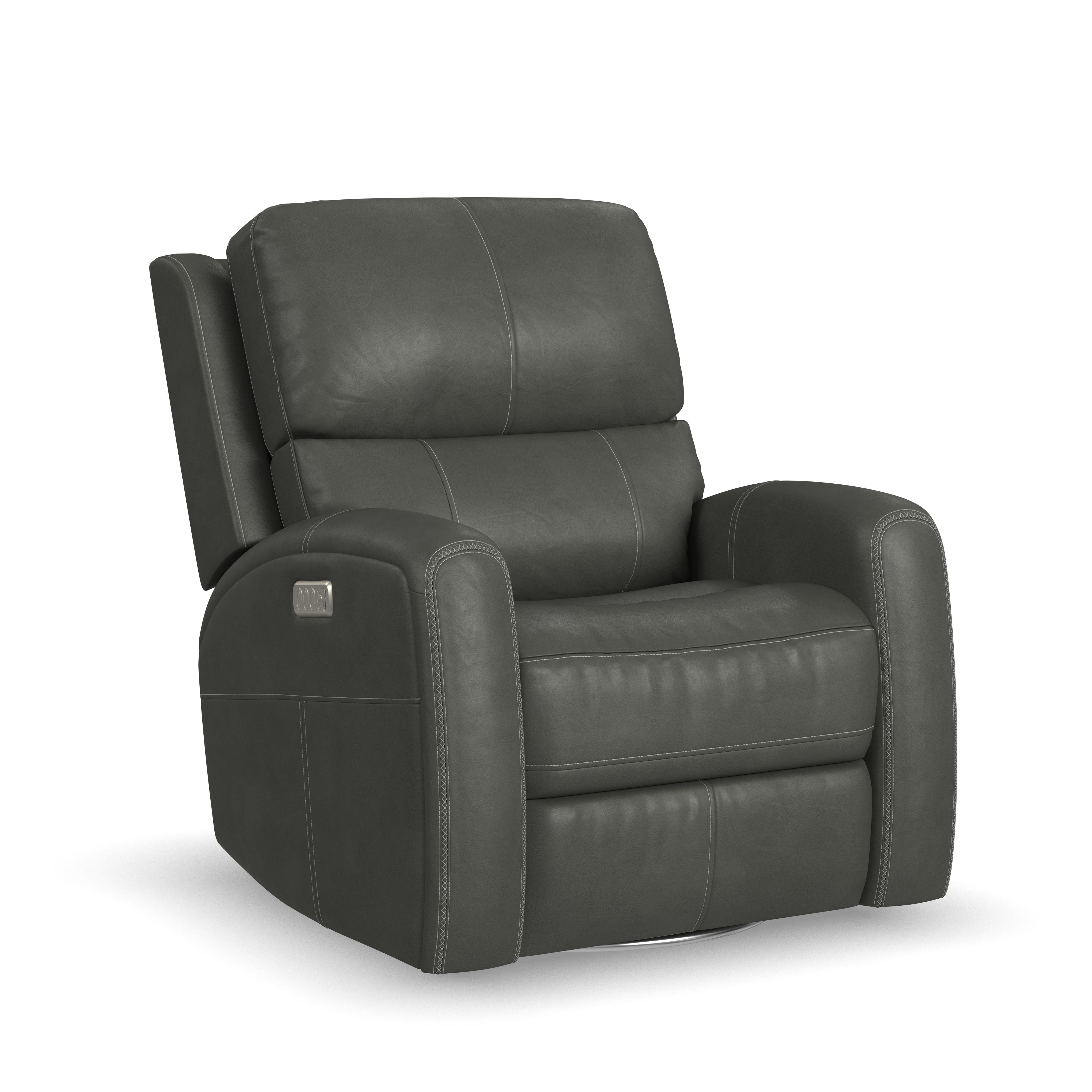 Flexsteel Linden Power Swivel Glider Recliner with Power Headrest Lumbar Heat Massage