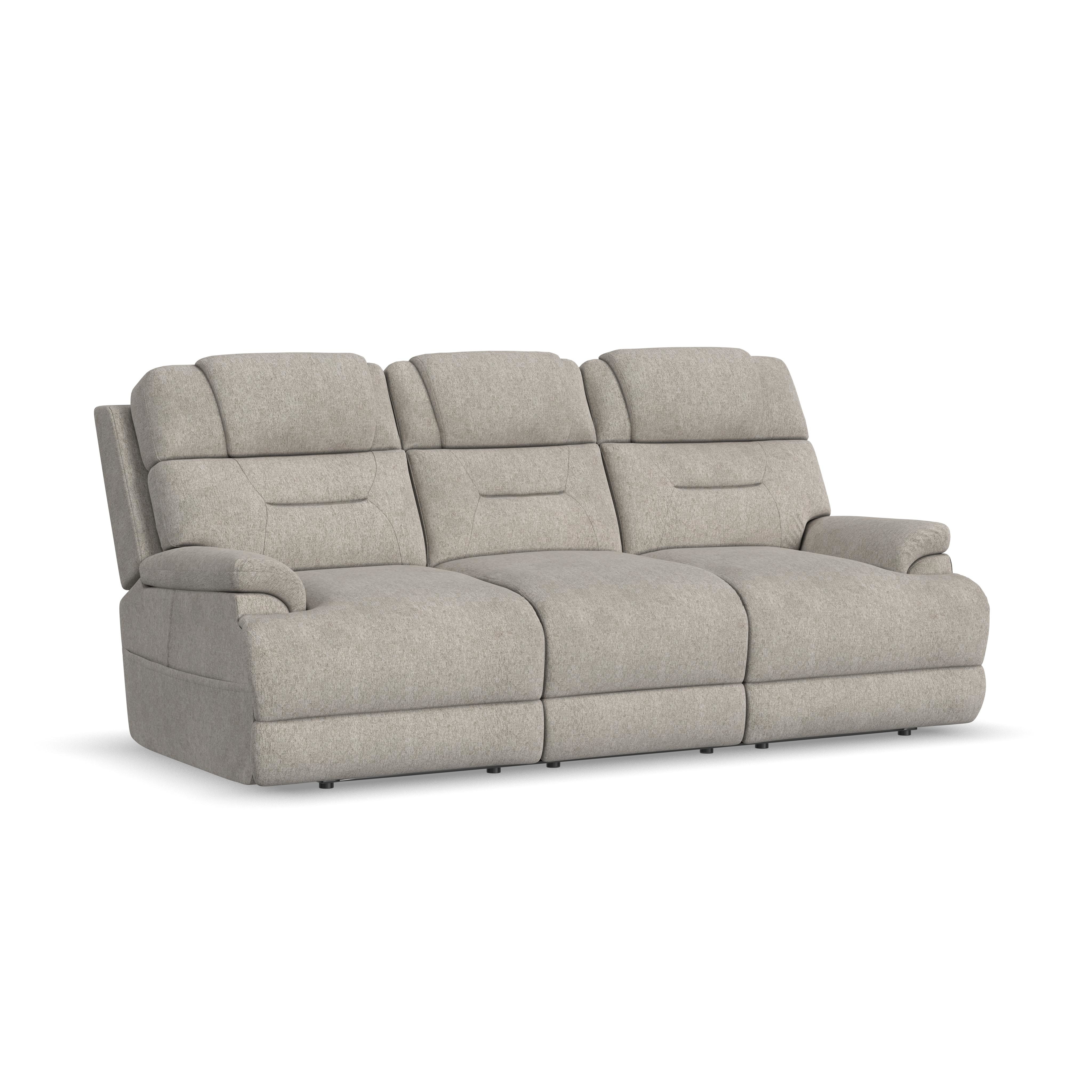 Flexsteel Power Reclining Sofa with Console & Power Headrests, Lumbar, Heat & Massage 1080-63P5-358-80