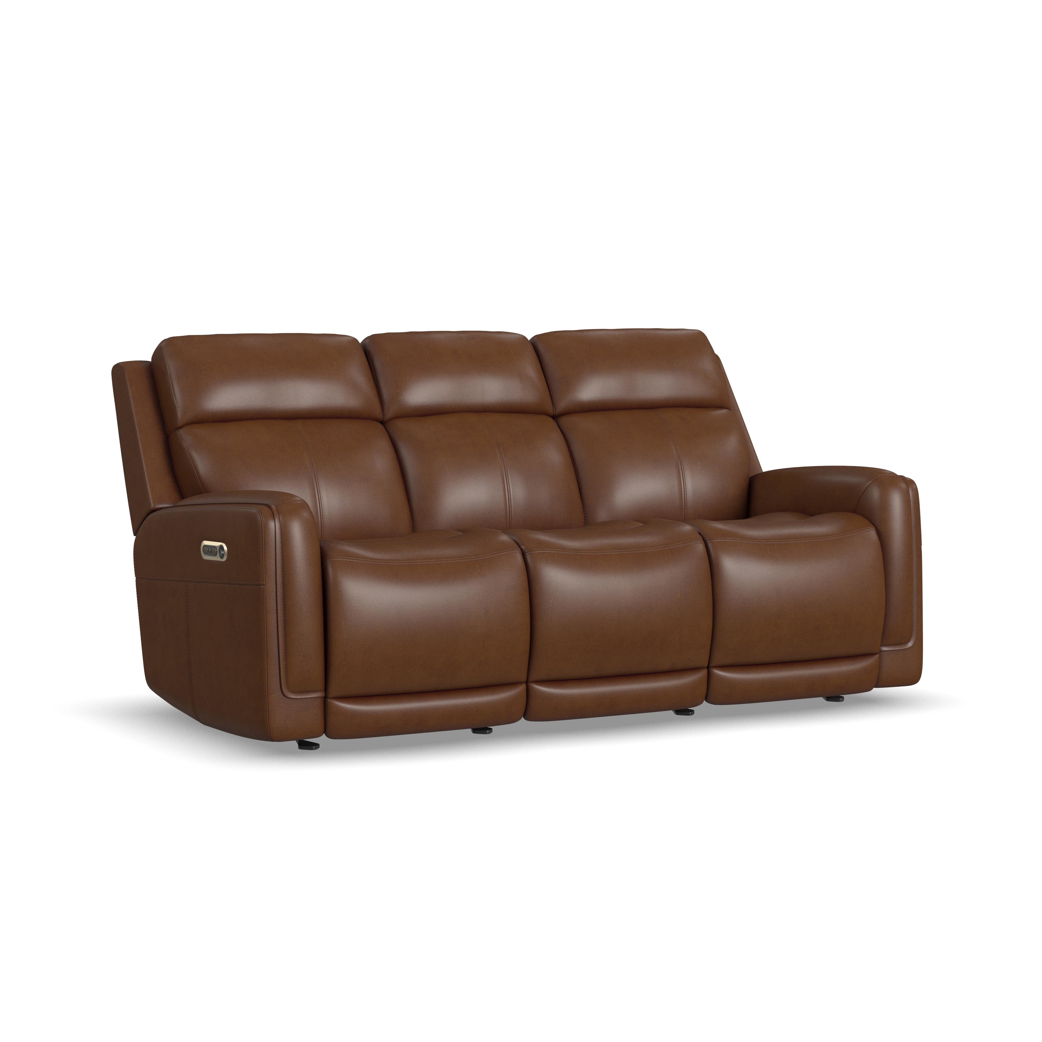 Flexsteel Power Gliding Recliner Sofa with Console, Power Headrests & Lumbar 1158-63GL-734-72