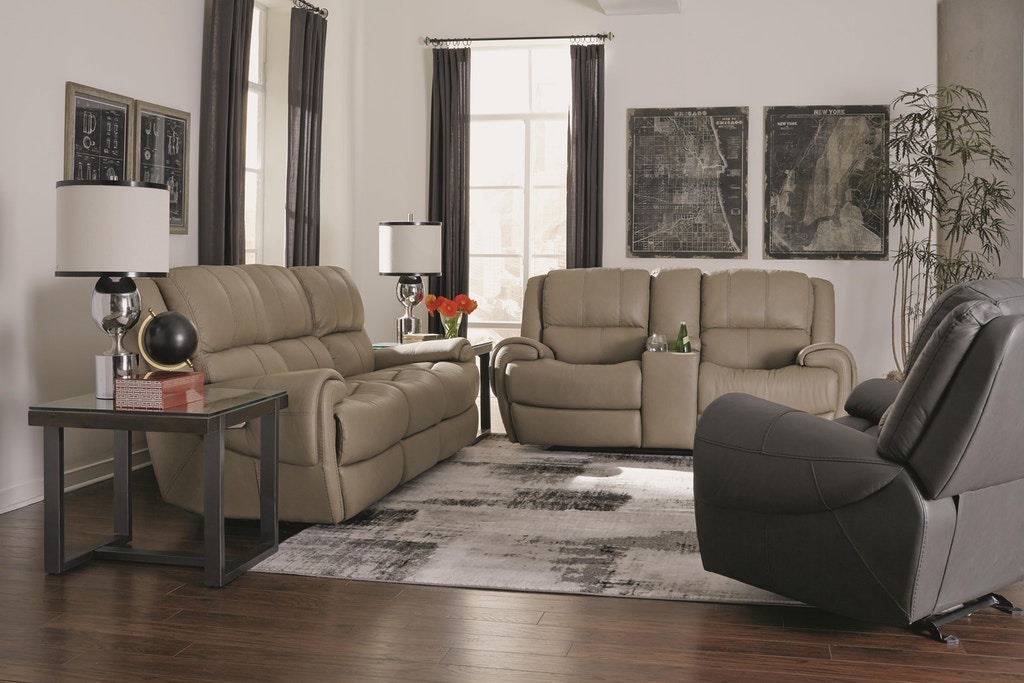 Flexsteel Nance Leather Power Reclining Sofa with Power Headrests 1179