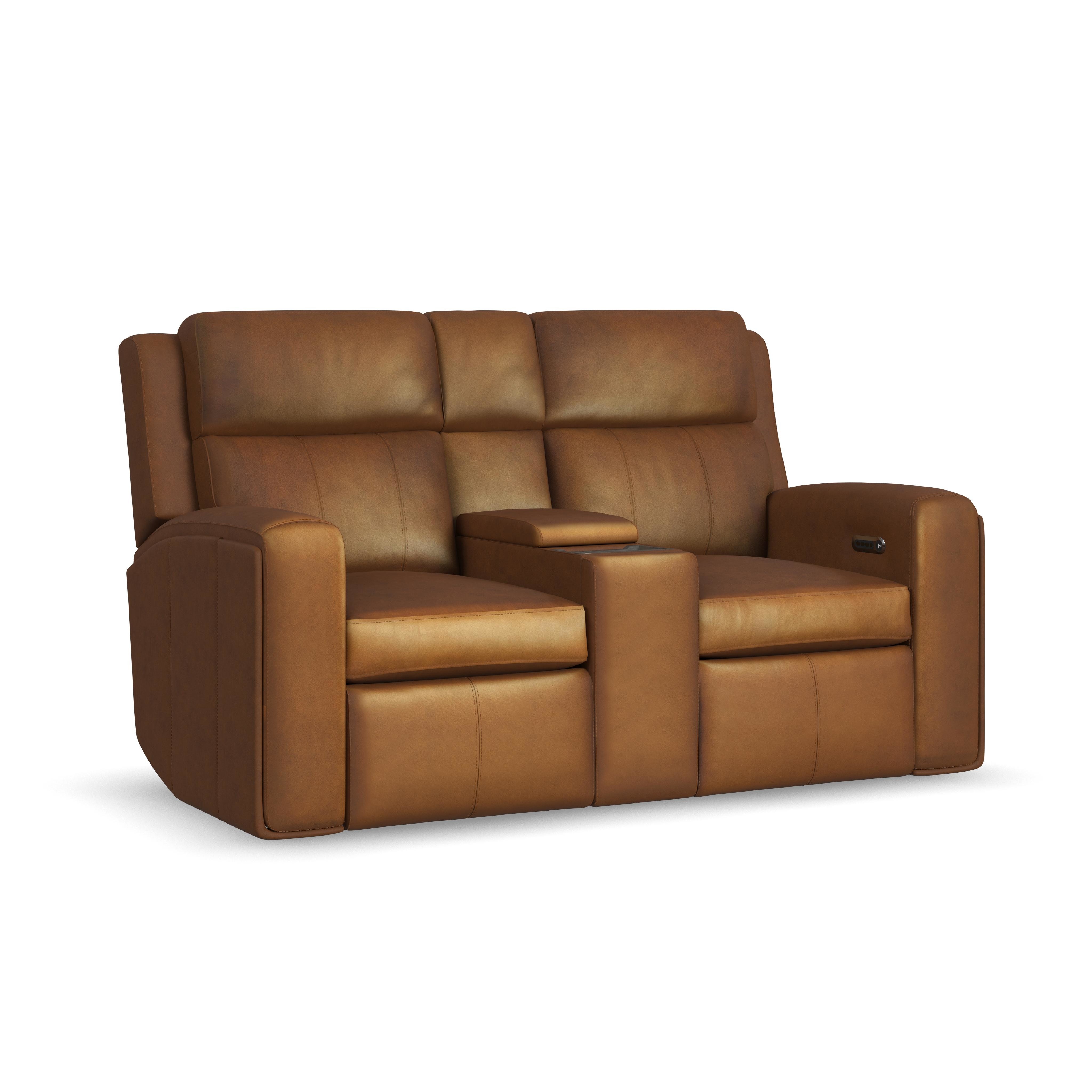 Flexsteel Power Reclining Loveseat with Console, Power Headrests & Lumbar 1596-64PH-705-72