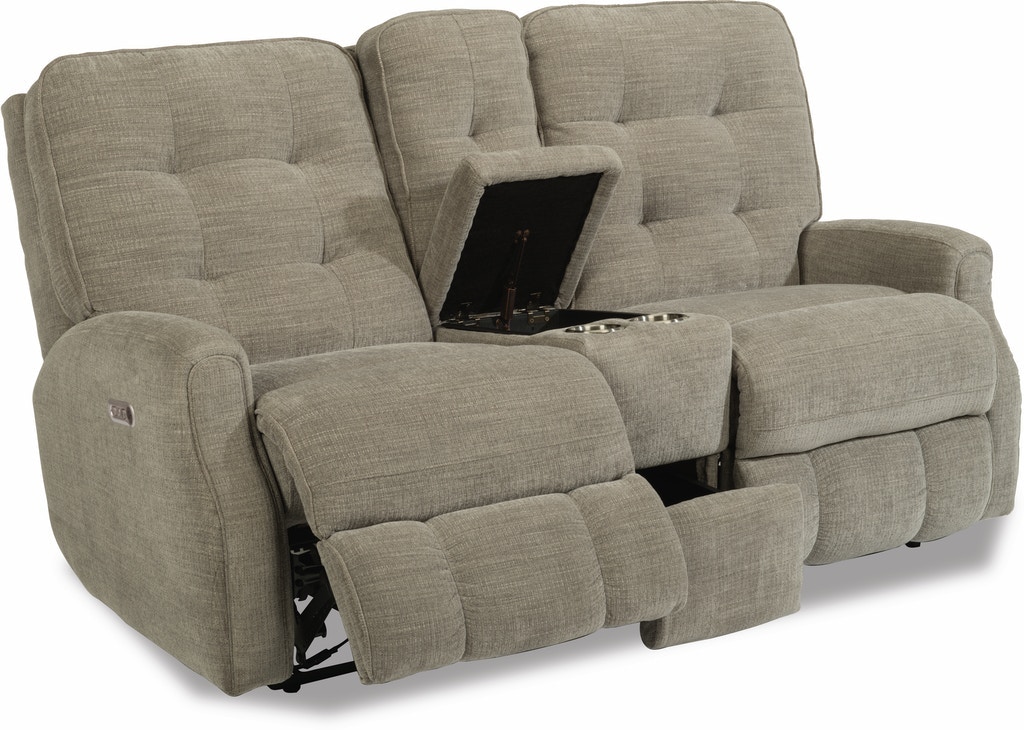 Flexsteel Devon Fabric Power Reclining Loveseat with Power Headrests - Thumbnail 5