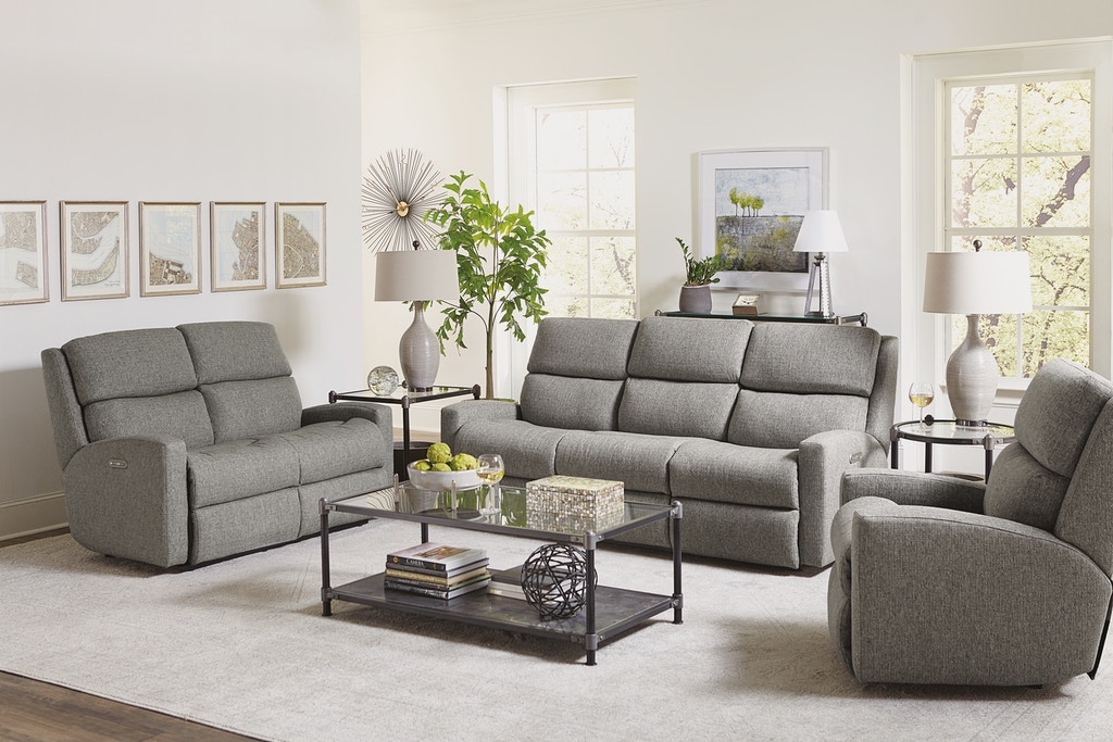 Flexsteel Devon Fabric Power Reclining Loveseat with Power Headrests - Thumbnail 3