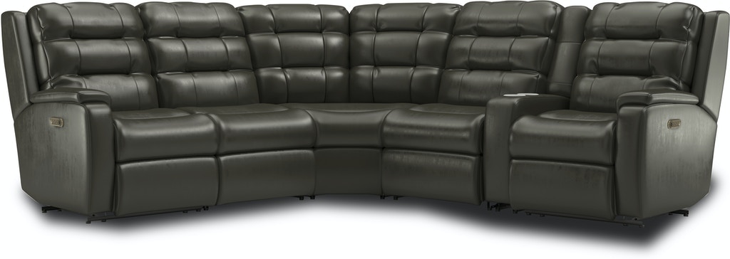 Flexsteel Power Reclining Sectional with Power Headrests & Lumbar 3810-SECTPHL