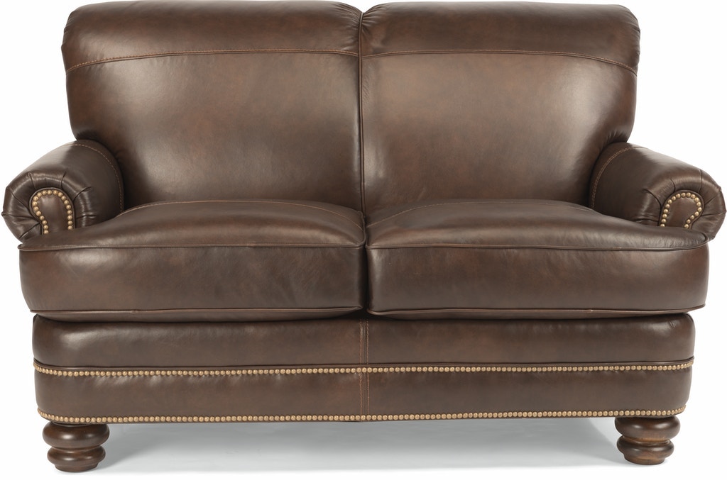 Flexsteel Leather Loveseat With Nailhead Trim B3791-20