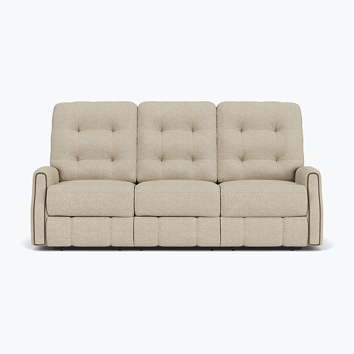 Nailhead reclining online sofa