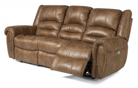 Flexsteel Downtown Fabric Power Reclining Sofa with Power Headrests ...