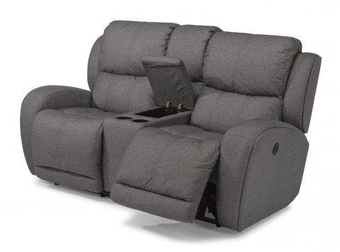 Flexsteel Chaz Fabric Power Reclining Loveseat with Console 1838604P