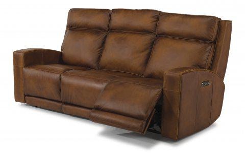 flexsteel miller leather power reclining sofa with power headrests