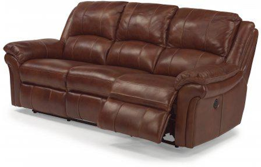flexsteel forte leather power reclining sofa in teal