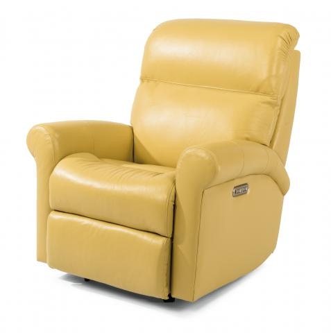 Flexsteel Davis Leather Power Rocking Recliner with Power Headrest 3902