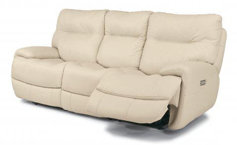  Flexsteel Evian Leather Power Reclining Loveseat with 