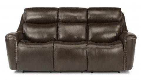 Relax Form LEATHERTEX TREVISO② Flexsteel Zoey Leather Power Reclining Sofa with Power Headrests