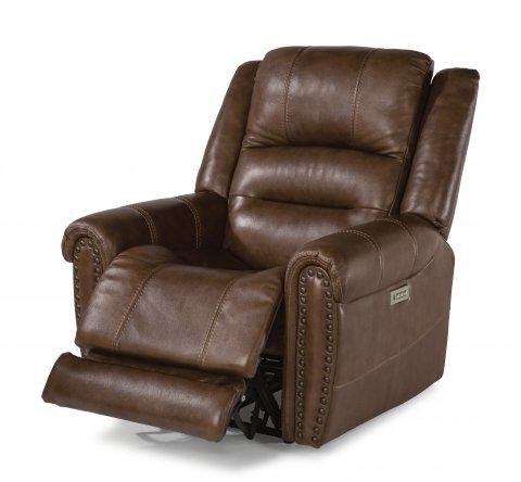 Flexsteel Oscar Leather Power Recliner with Power Headrest 159150PH