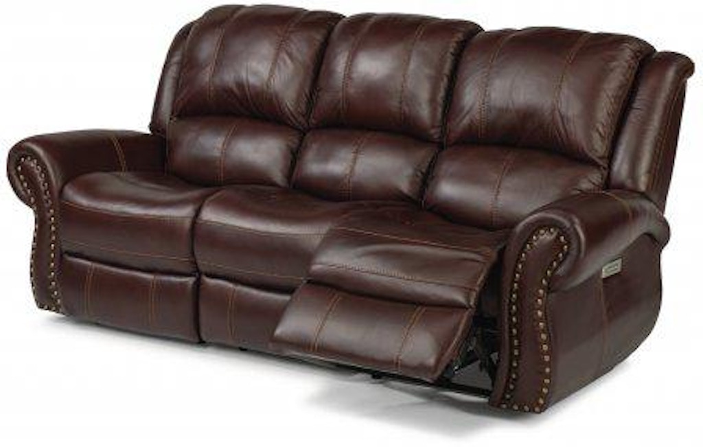 cascade navy leather power reclining sofa