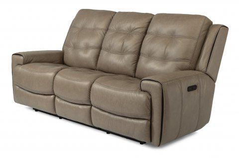 Flexsteel Wicklow Leather Power Reclining Sofa with Power Headrests