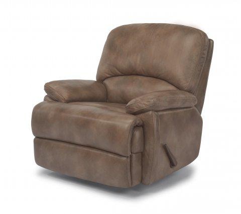 Flexsteel Dylan Leather Rocking Recliner with Chaise Footrest 1927