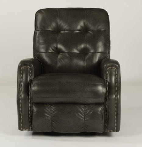Flexsteel Devon Leather Swivel Gliding Recliner With Nailhead Trim 3881