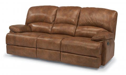 Flexsteel Dylan Leather Three Cushion Power Reclining Sofa with Chaise