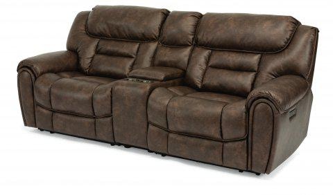 Flexsteel Buster Power Reclining Loveseat with Console and Power