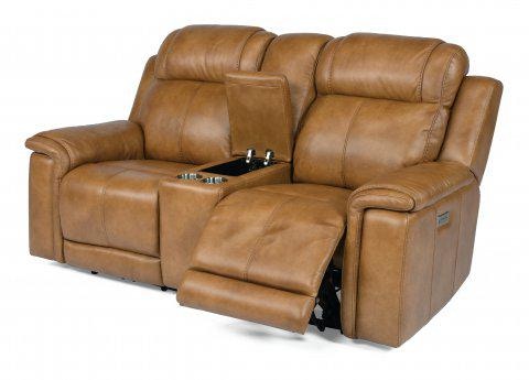 Flexsteel Kingsley Power Reclining Loveseat with Console and Power