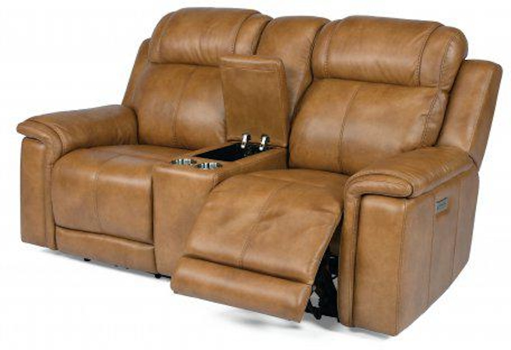 Flexsteel Kingsley Power Reclining Loveseat with Console and Power
