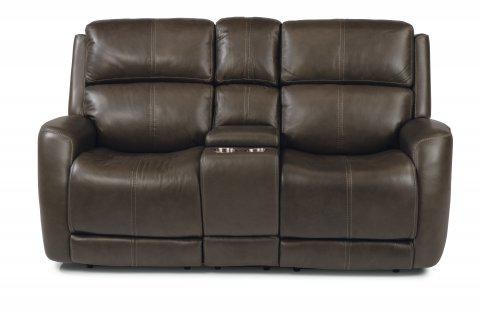 Flexsteel Zelda Power Reclining Loveseat with Console and Power