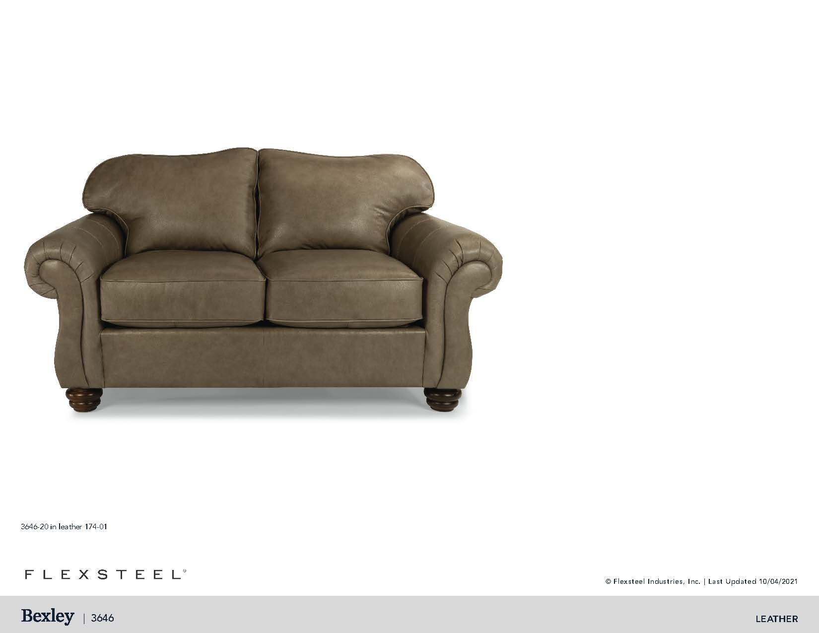 Flexsteel Bexley Leather Loveseat Without Nailhead Trim 364620