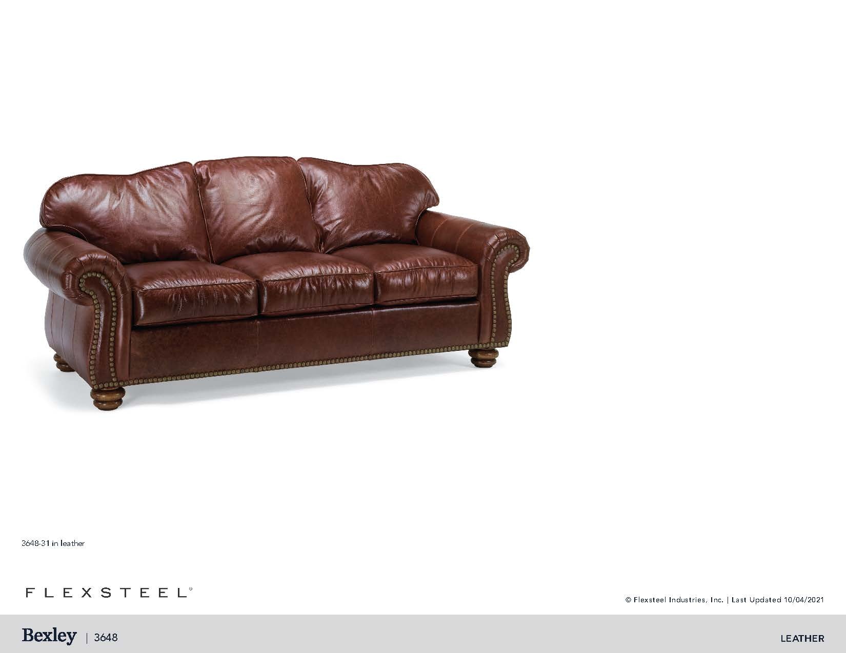 Flexsteel Bexley Leather Sofa With Nailhead Trim 364831 Portland, OR