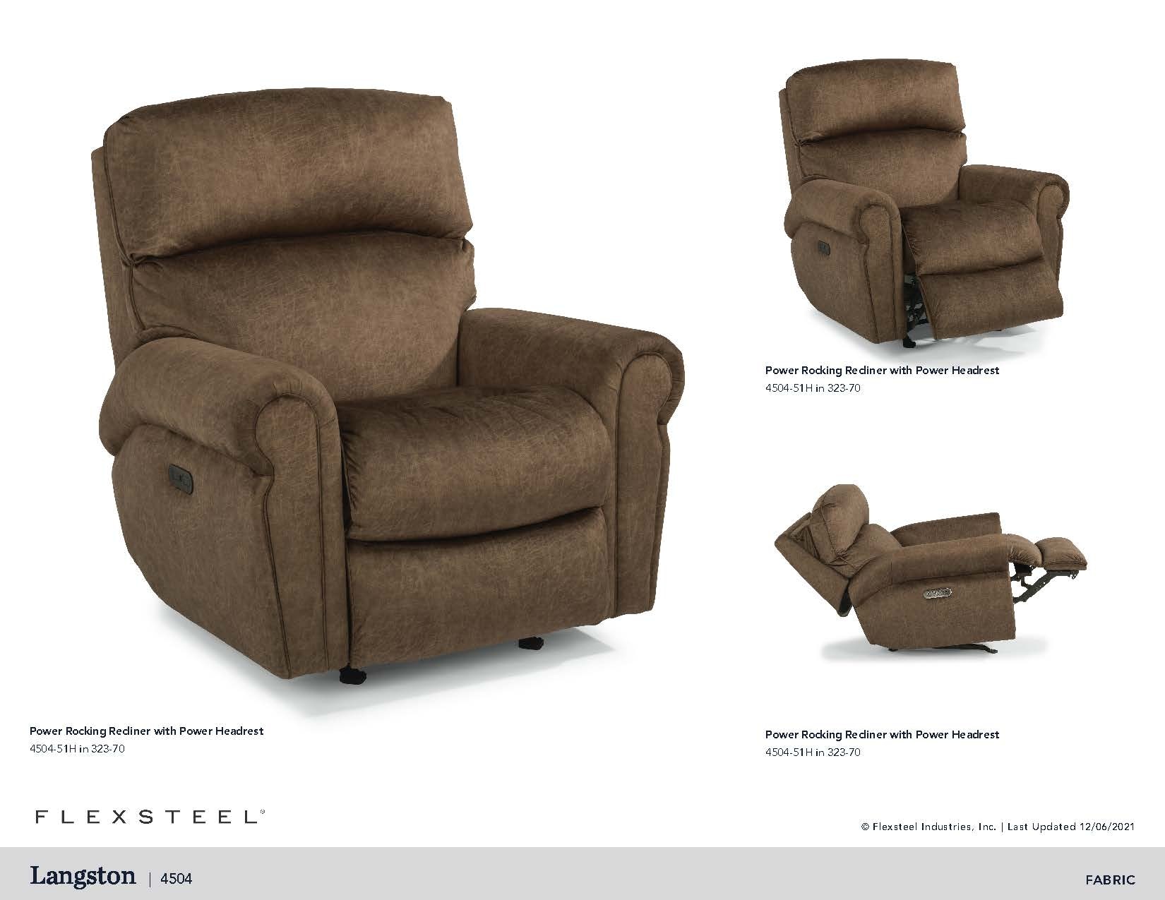 Flexsteel Langston Fabric Power Recliner with Power Headrest - Thumbnail 2