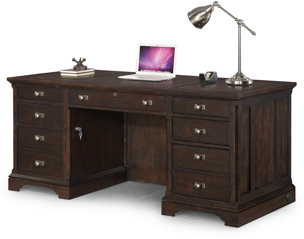 Walnut Finish,Wood Executive Desk,7-Drawer,Lock-Key,72x36,Full