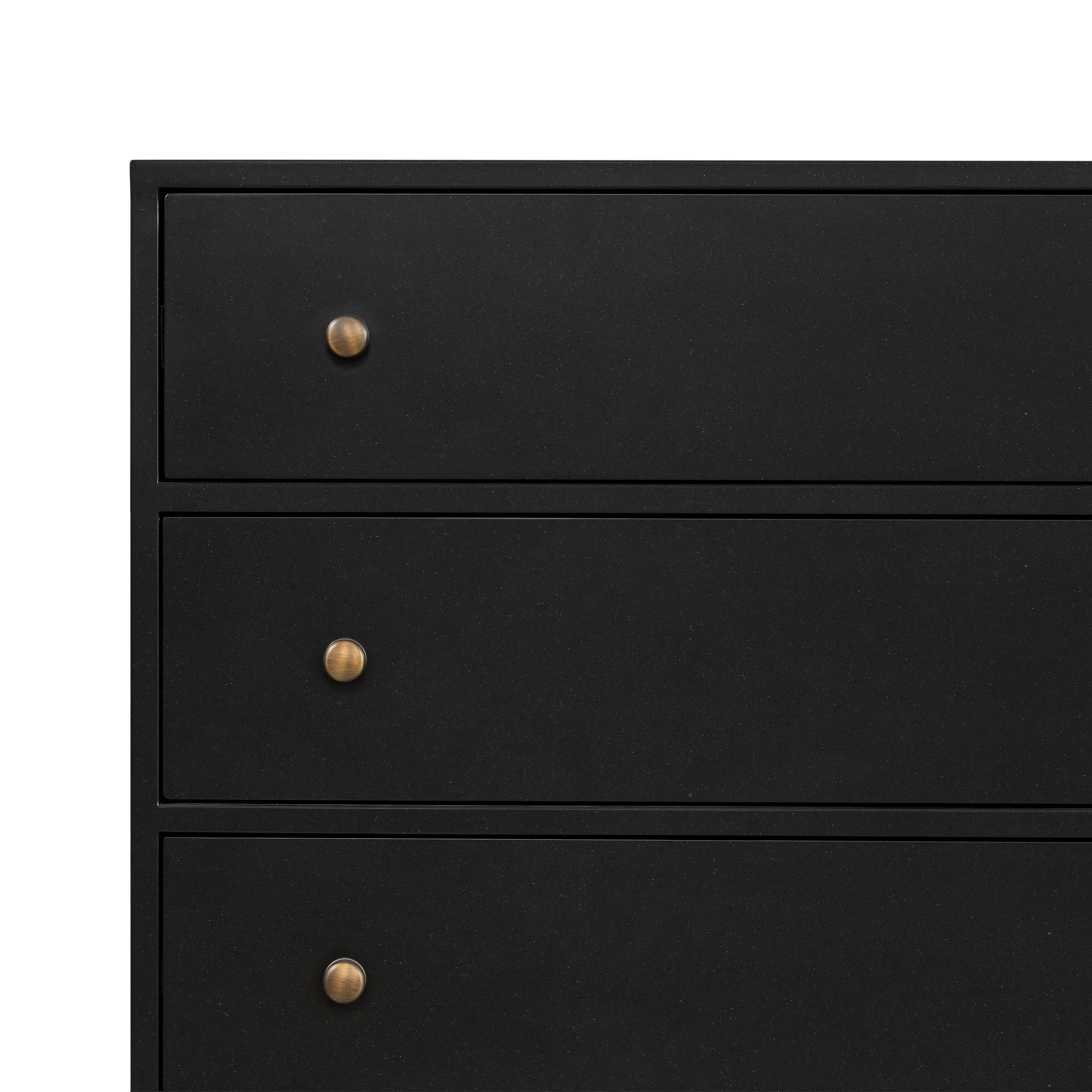 tlc say yes to the dress Nathan James Kova Black Oak Bohemian 3-Drawer Dresser with Rattan Accent and Metal Legs, 37 in. Chest of Drawers main image 0