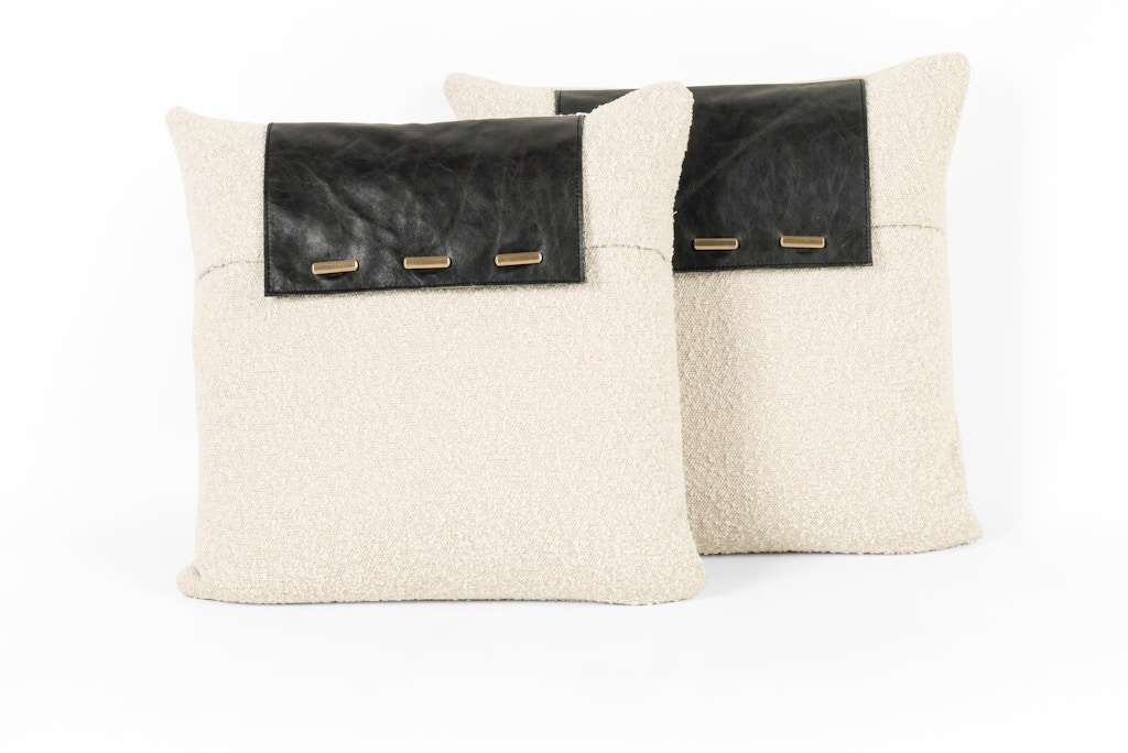 Four Hands Boucle And Leather Pillow Set Of 2 20'' 225734-001
