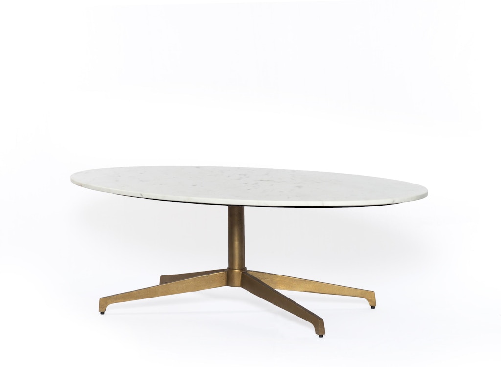 Four Hands Helen Oval Coffee Table Polished White 224038 001 Portland Or Key Home Furnishings