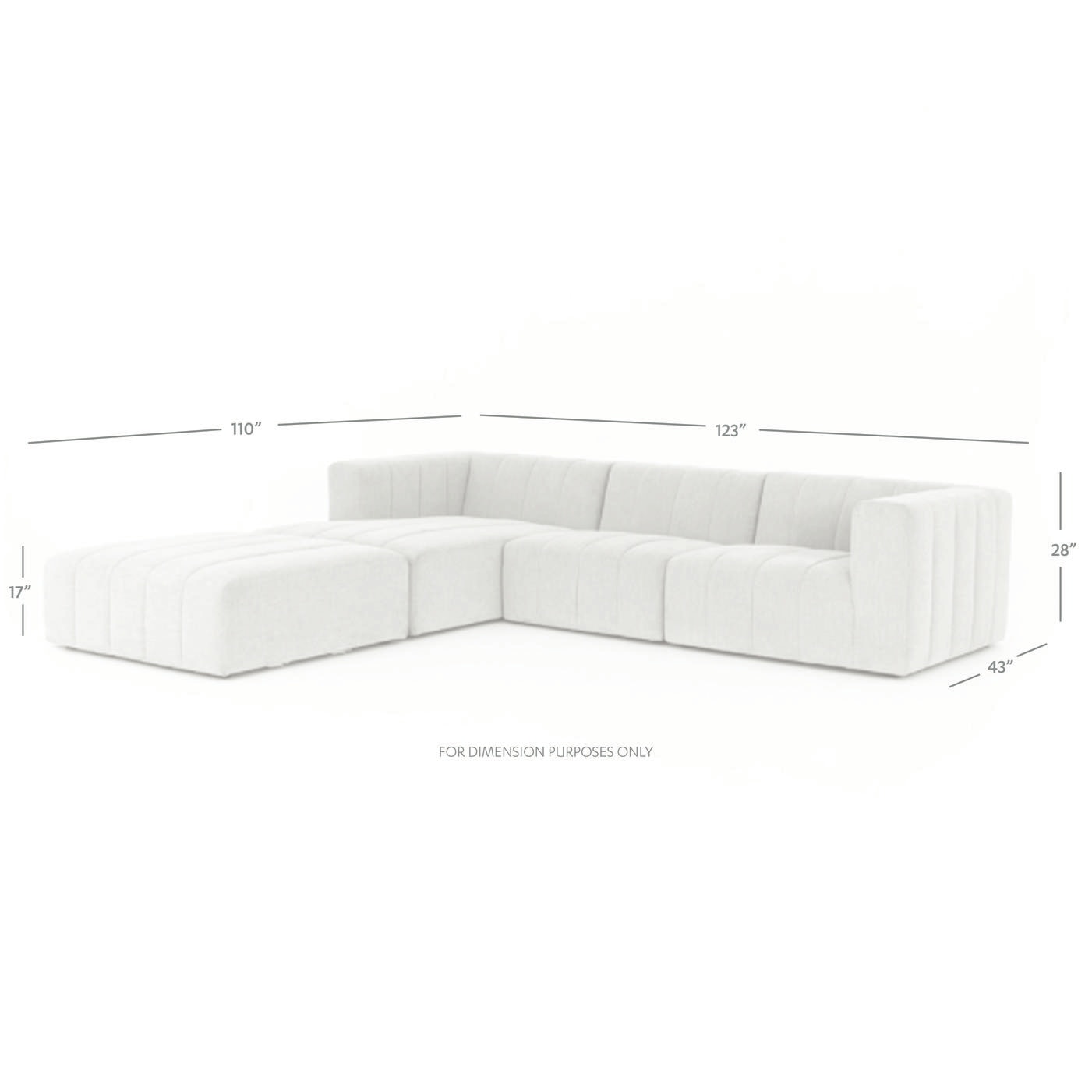 Four Hands Grayson Langham Channeled 3 Pc Sectional W Ottoman - Thumbnail 3
