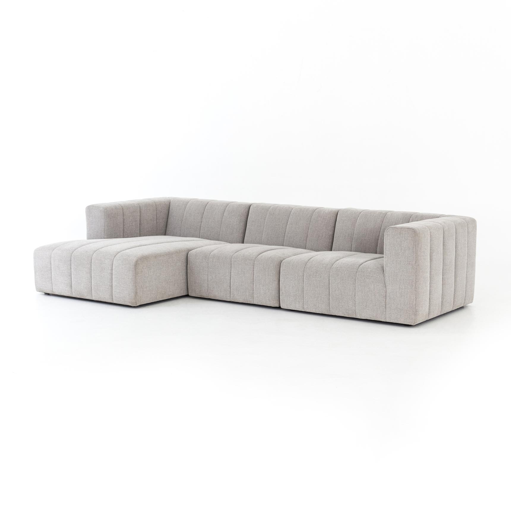 Four Hands Langham Channelled 3 Pc Sectional Laf Ch CGRY-001-320-S5
