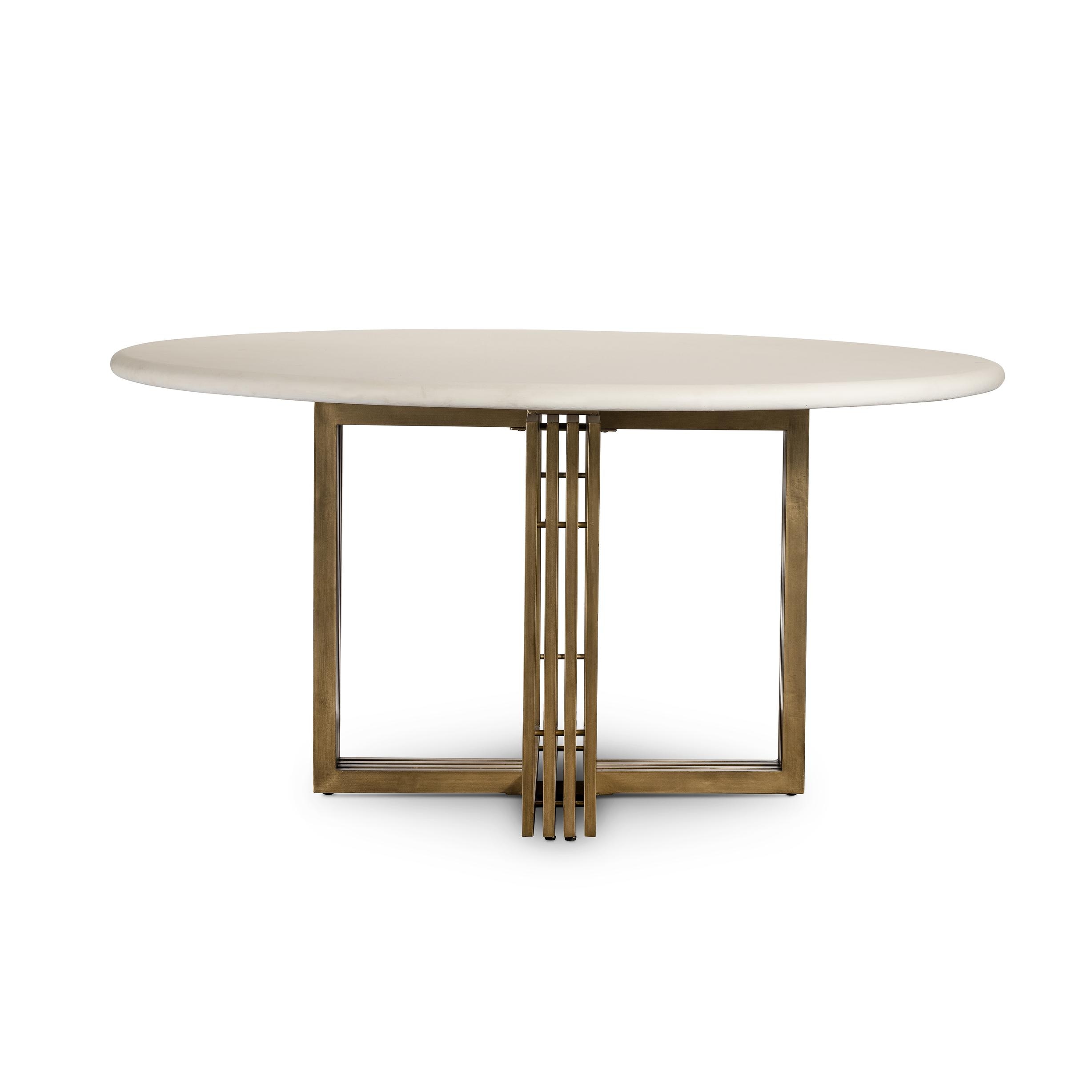 Four Hands Mia Round Dining Table Parchment White VEVR-047 - Portland ...