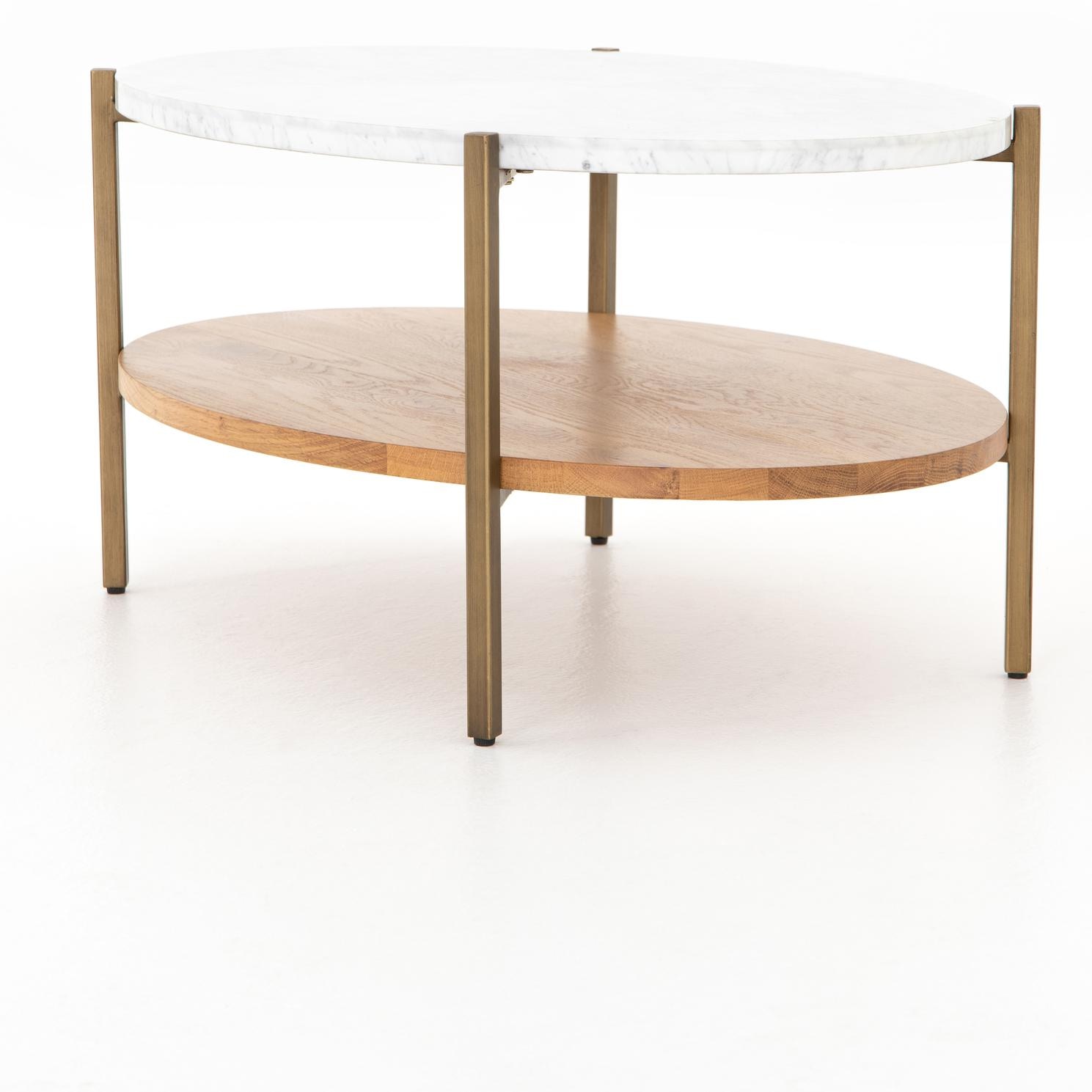 Four Hands Olga 36 Oval Coffee Table Golden Brass VPTN-189-PB ...