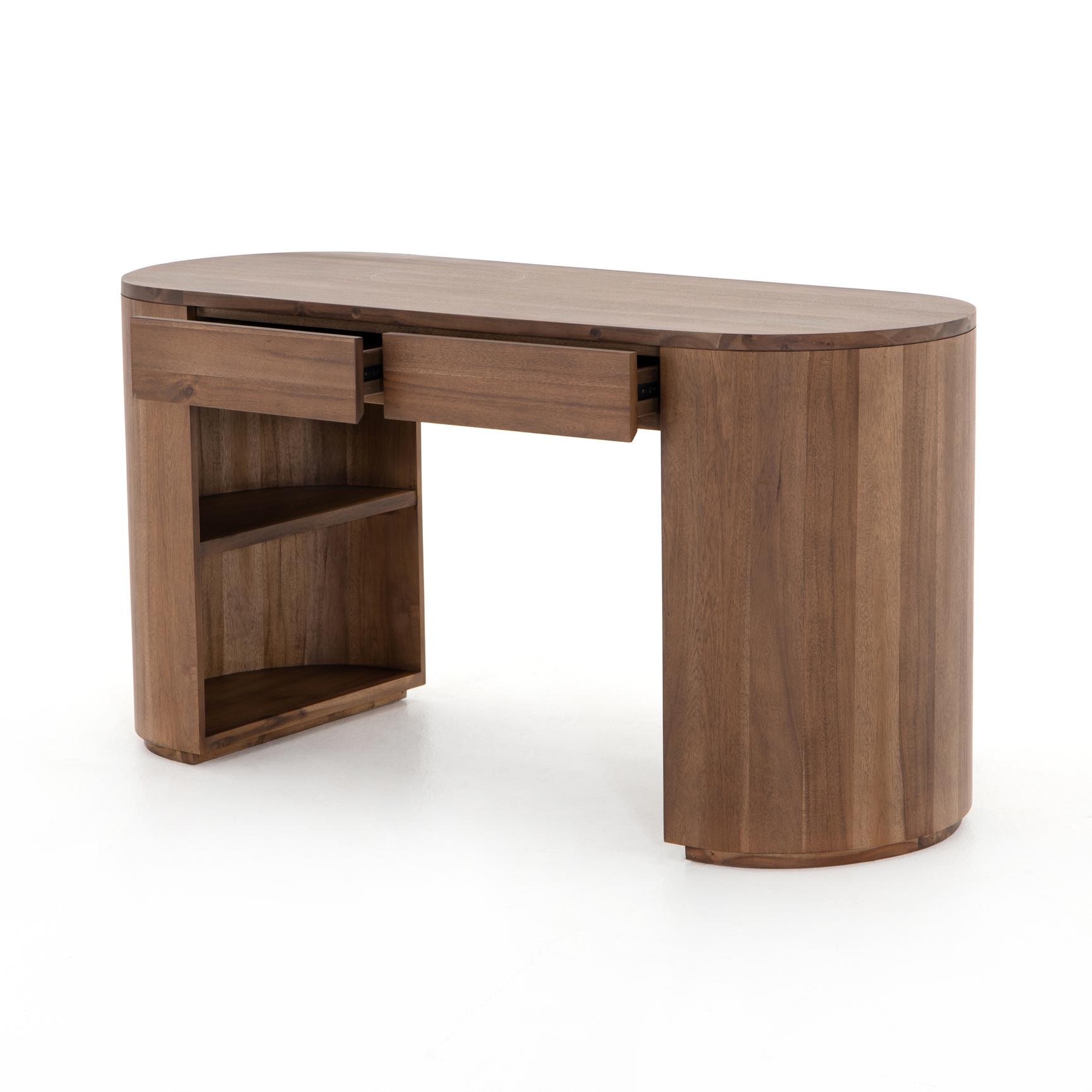 Four Hands Pilar Desk Caramel Brown Veneer VFIL016 Portland, OR Key Home Furnishings