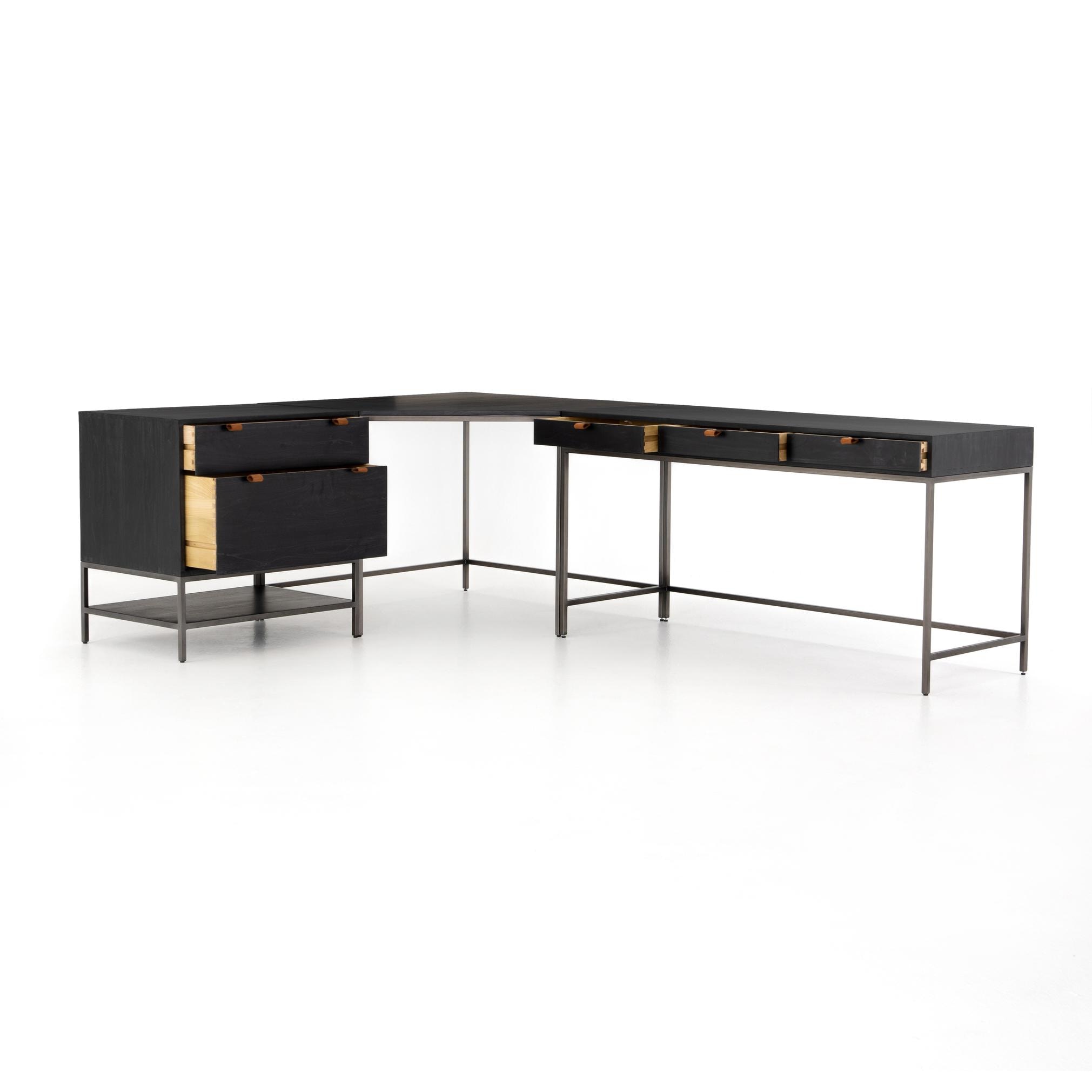 Four Hands Fulton Trey Desk System With Filing Cabinet - Thumbnail 3