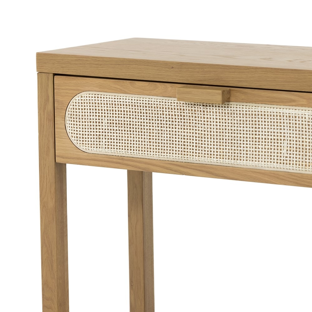 honey oak console table