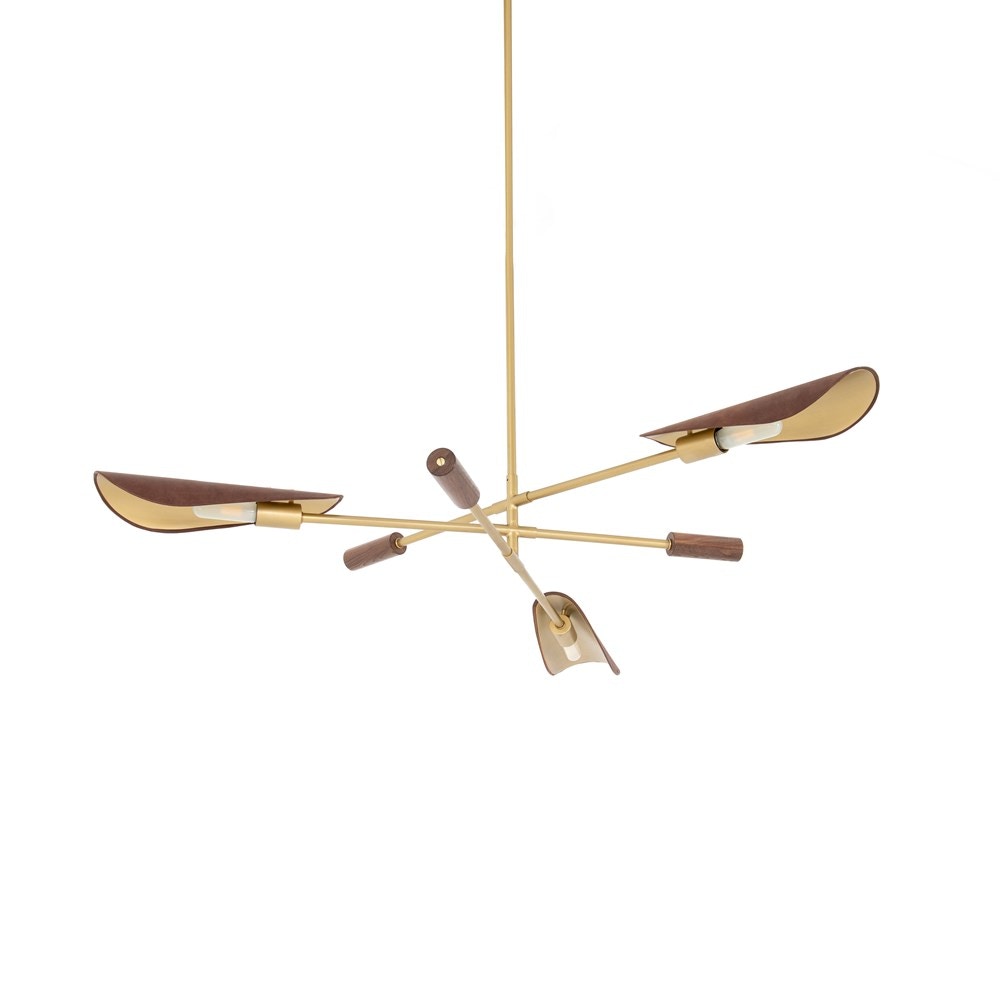 Four Hands Astrid Chandelier Dark Brown Leather 108769-006