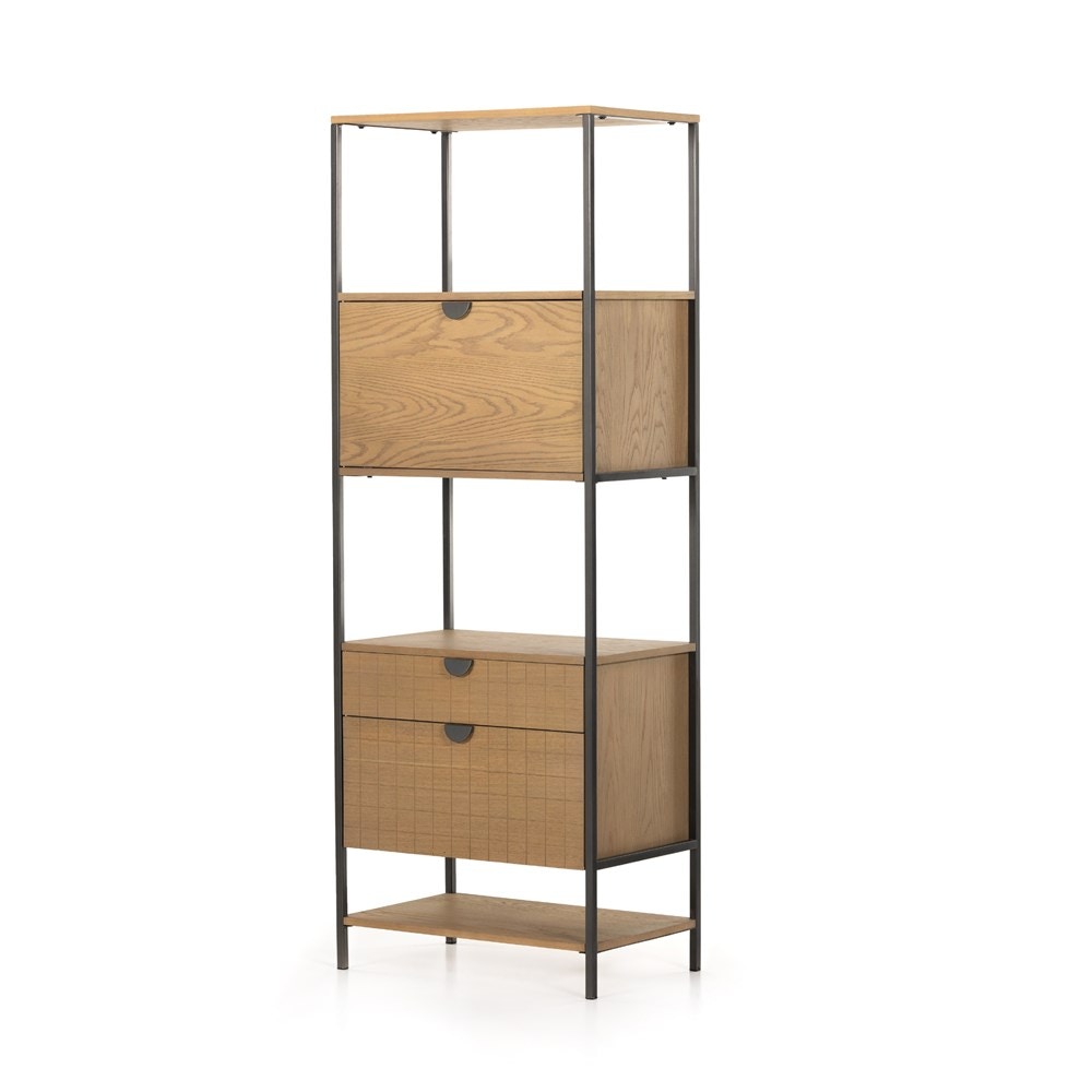 Four Hands Benji Bookcase With Upper Storage Oak 225993-001