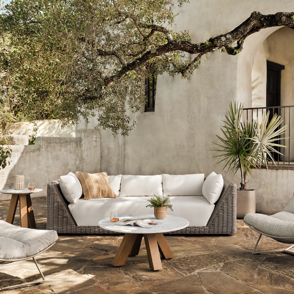 Four Hands Como Outdoor Sofa 97 inch Natural Woven 226858-001