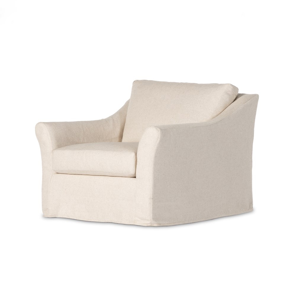 Four Hands Delray Slipcover Swivel Chair Creme 237971001 Portland