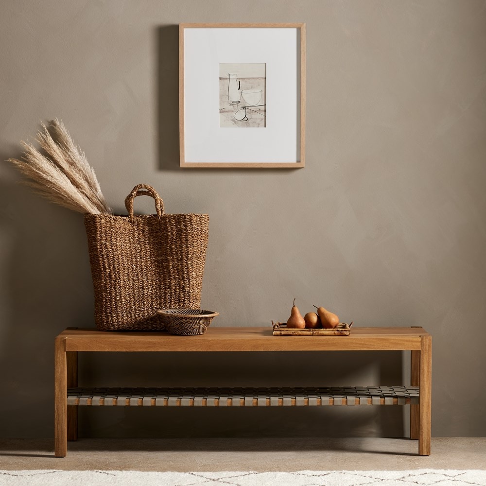 Four Hands Jacobo Accent Bench Natural Rosa Morada 228884-001