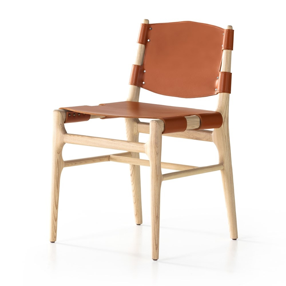 Saddle leather 2024 dining chair